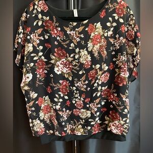 Neineiwu Floral Black Blouse